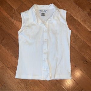 WRANGLER Girls White Button Down Sleeveless Top